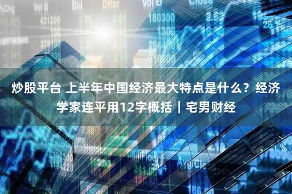 炒股平台 上半年中国经济最大特点是什么？经济学家连平用12字概括｜宅男财经