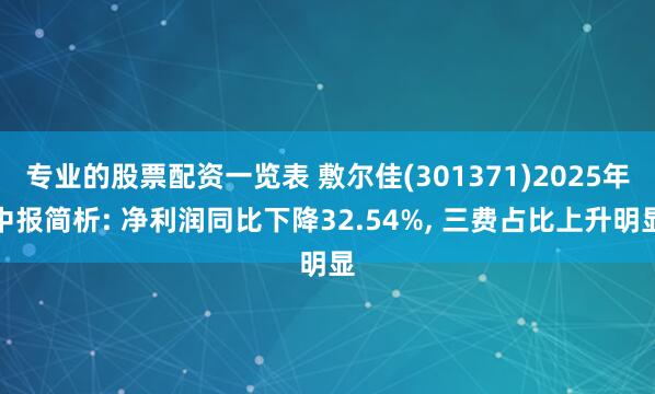 专业的股票配资一览表 敷尔佳(301371)2025年中报简析: 净利润同比下降32.54%, 三费占比上升明显
